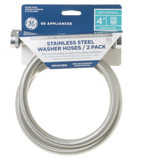 GE® Universal Washing Machine Stainless Steel Hoses - 2 Pack