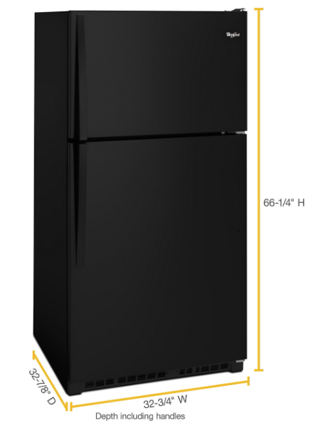 Whirlpool 33-inch Wide Top Freezer Refrigerator - 20 cu. ft.- WRT311FZDB
