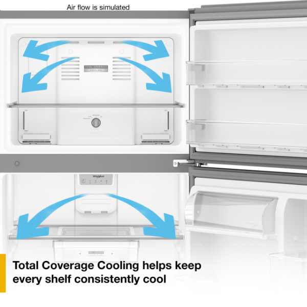 Whirlpool 29.5-inch Wide Top Freezer Refrigerator with Total Coverage Cooling- 19.3 Cu. Ft.-WRTX3119SW