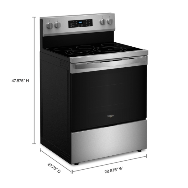 Whirlpool 30-inch Energy Star Electric Range with Air Cooking Technology, No Preheat Air Fry and Air Baking and Self Clean-WFES5030RS