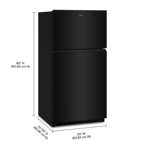 Whirlpool 33-inch Wide Top Freezer Refrigerator with Total Coverage Cooling- 21.3 Cu. Ft.-WRTX3021TB