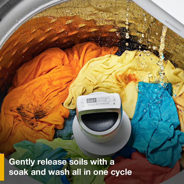 Whirlpool 4.3 cu ft Top Load Washer with 2-in-1 Removable Agitator and Soft Close Glass Lid-WTW4307SW