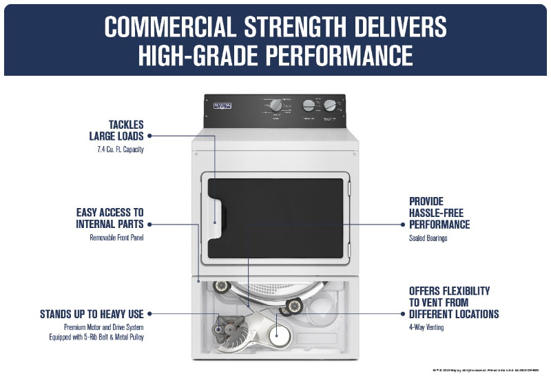 Maytag Commercial-Grade Residential Electric Dryer - 7.4 cu. ft.-MEDP586KW