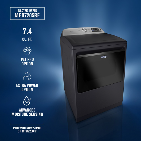Maytag 7.4 Cu. Ft. Pet Pro Electric Dryer with Extra Power and Sanitize Cycle-MED7205RF