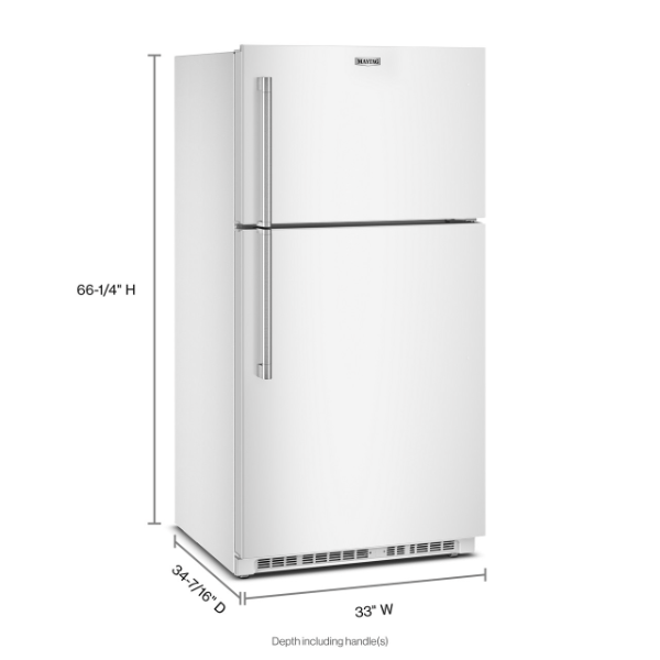 Maytag 33-Inch Wide Top-Freezer Refrigerator with Garage Mode?21 Cu. Ft.-MRTX5121TW