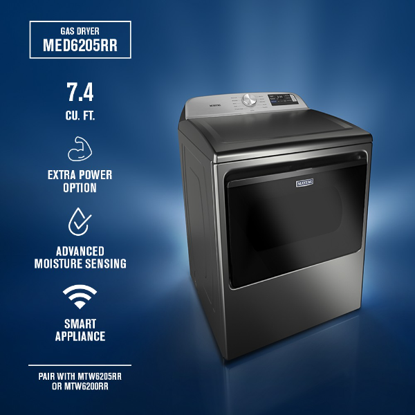 Maytag 7.4 Cu. Ft. Electric Dryer with Extra Power and Advanced Moisture Sensing-MED6205RR