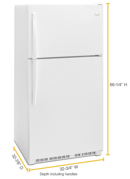 Whirlpool 33-inch Wide Top Freezer Refrigerator - 20 cu. ft.-WRT311FZDW