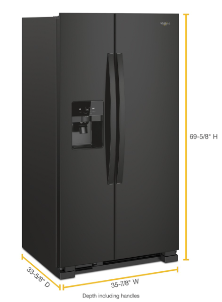 Whirlpool 36-inch Wide Side-by-Side Refrigerator - 25 cu. ft.- WRS325SDHB