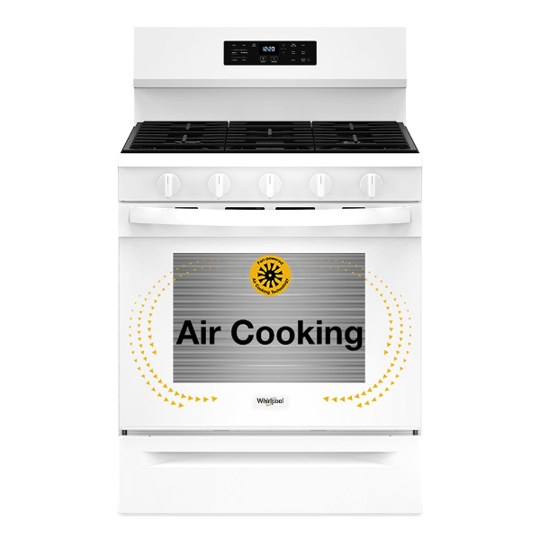 Whirlpool 30-inch Gas Range with Air Cooking Technology, No Preheat Air Fry and Air Baking and Self Clean-WFGS5030RW