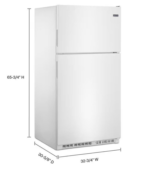 Maytag 33-Inch Wide Top Freezer Refrigerator with PowerCold® Feature- 21 Cu. Ft.