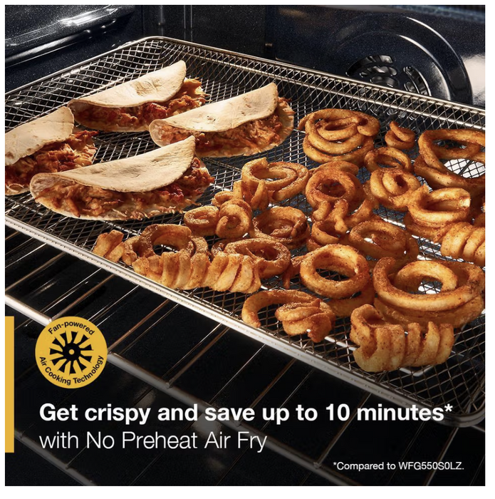 Whirlpool 30-inch Gas Range with Air Cooking Technology, No Preheat Air Fry and Air Baking and Self Clean