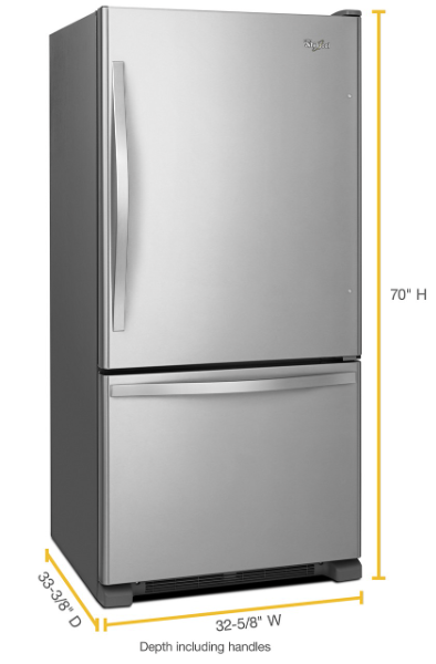 Whirlpool Bottom-Freezer Refrigerator with SpillGuard? Glass Shelves - 22 cu. ft-WRB322DMBM