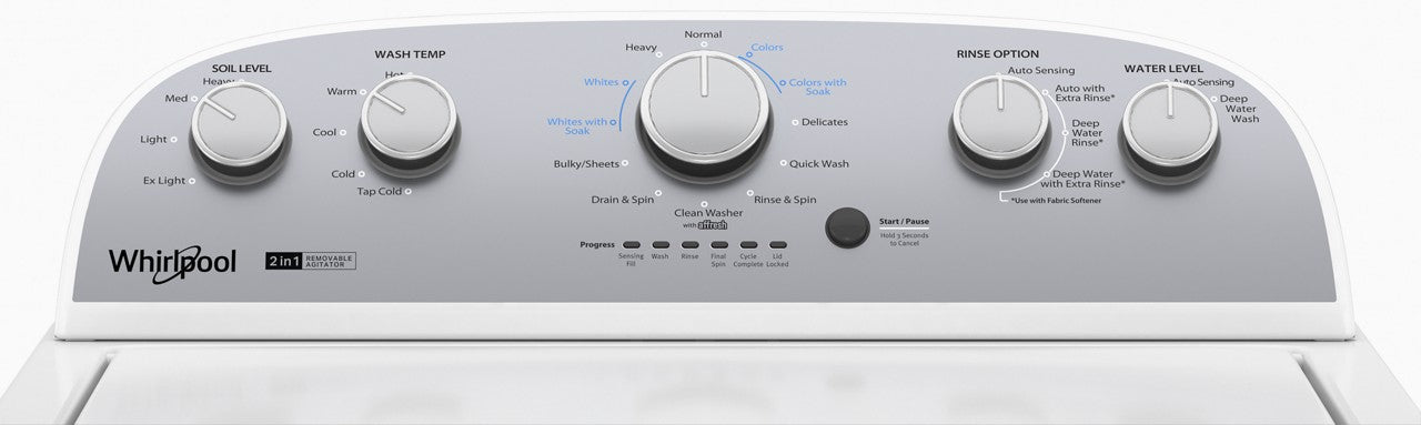 Whirlpool 3.8-3.9 Cu. Ft. Whirlpool® Top Load Washer with Removable Agitator