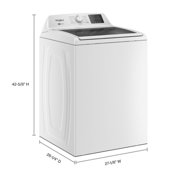 Whirlpool 4.3 cu ft Top Load Washer with 2-in-1 Removable Agitator and Soft Close Glass Lid-WTW4307SW