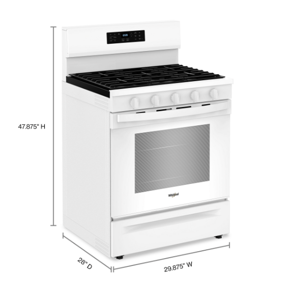 Whirlpool 30-inch Gas Range with Air Cooking Technology, No Preheat Air Fry and Air Baking and Self Clean-WFGS5030RW
