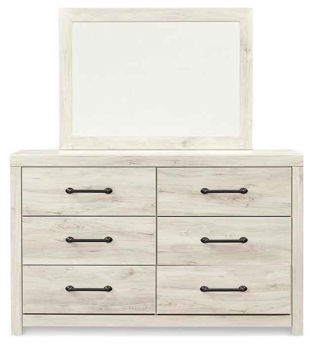 Cambeck Full Panel Bed with 2 Storage Drawers with Mirrored Dresser