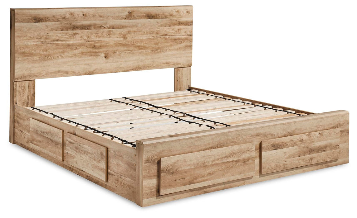 Hyanna King Panel Storage Bed with 2 Under Bed Storage Drawers, Dresser, Mirror, Chest and Nightstand