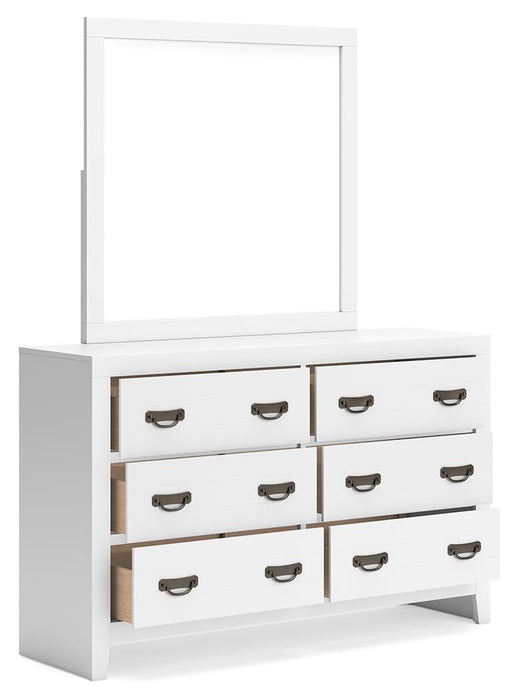 Binterglen Twin Panel Bed with Mirrored Dresser