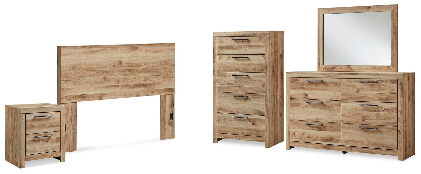 Hyanna Queen Panel Headboard, Dresser, Mirror, Chest and Nightstand