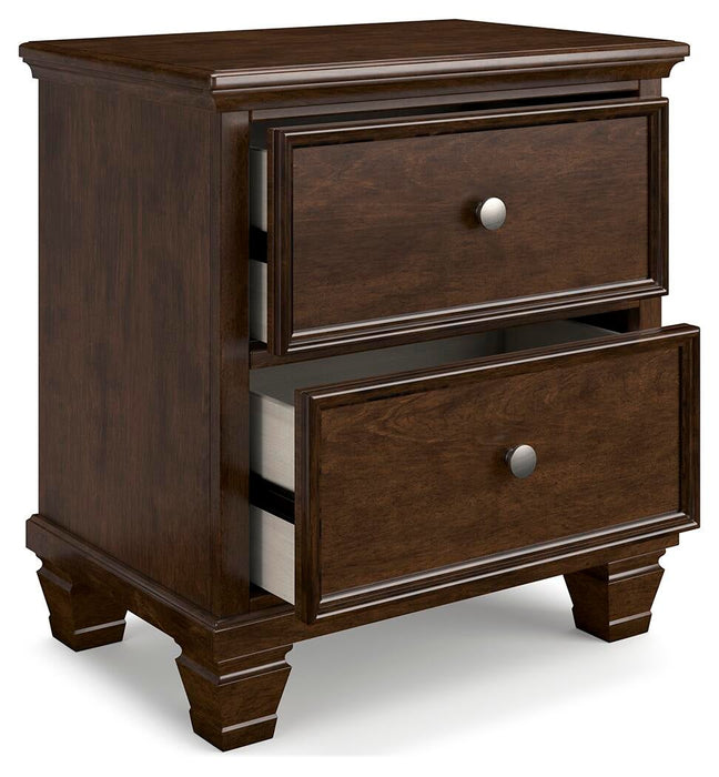 Danabrin California King Panel Bed with Mirrored Dresser, Chest and Nightstand