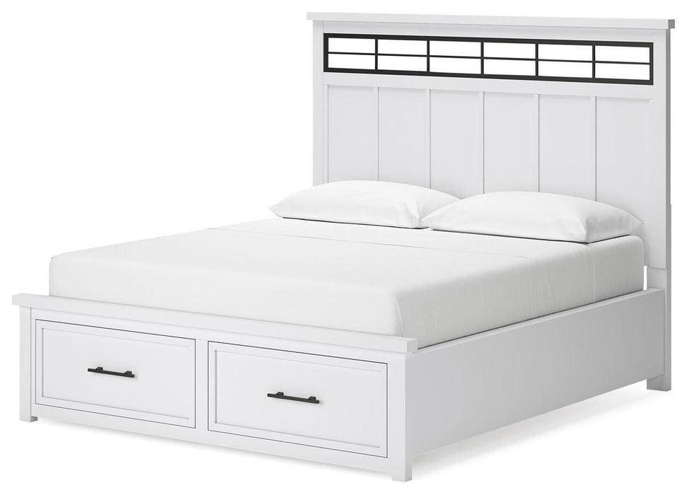 Ashbryn California King Panel Storage Bed, Dresser, Mirror and Nightstand