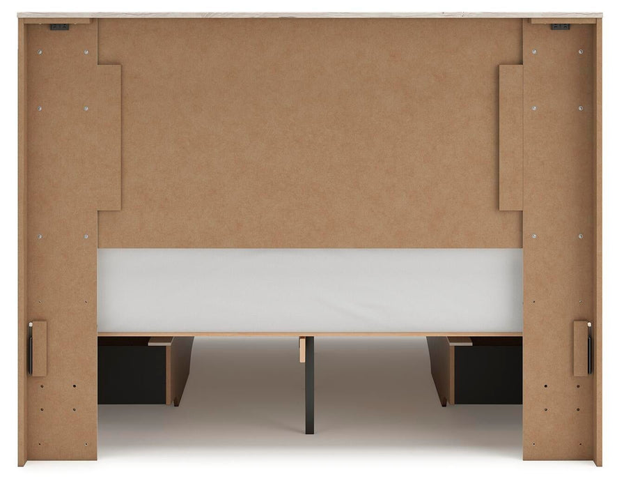 Lawroy Queen Panel Bed with Storage, Dresser, Mirror and Nightstand