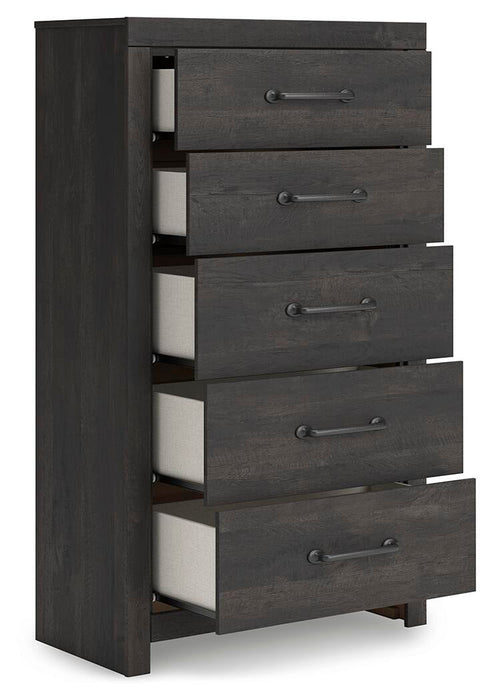 Hollivern Twin Panel Bed, Dresser, Mirror, Chest and Nightstand