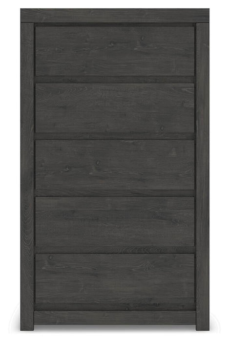 Fraluna King Panel Bed, Dresser, Mirror, Chest and Nightstand