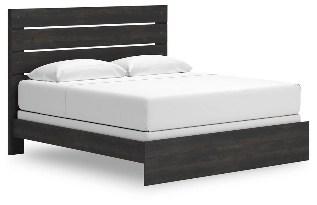 Hollivern King Panel Bed, Dresser, Mirror, Chest and Nightstand