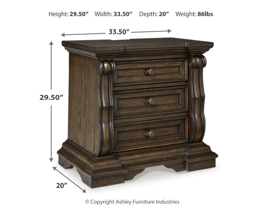 Maylee Queen Canopy Bed, Dresser, Mirror and Nightstand