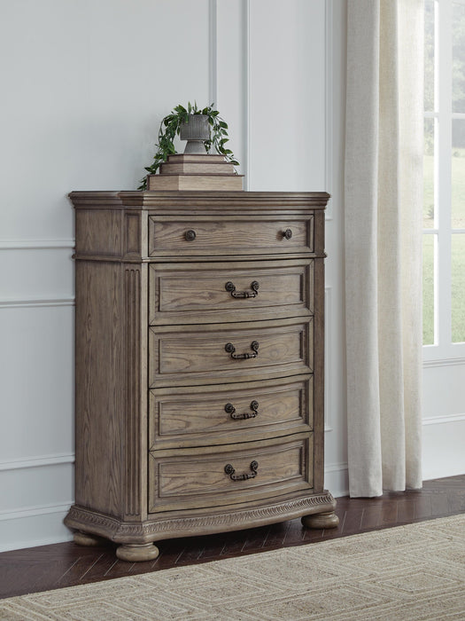 Ardenfield Queen Upholstered Sleigh Bed, Dresser, Mirror, Chest and Nightstand