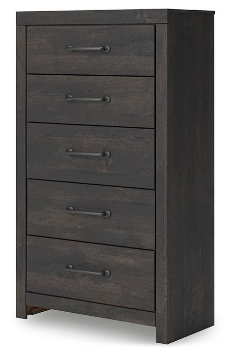 Hollivern Full Panel Bed, Dresser, Mirror, Chest and Nightstand
