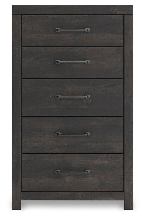 Hollivern Full Panel Storage Bed, Dresser, Mirror, Chest and Nightstand