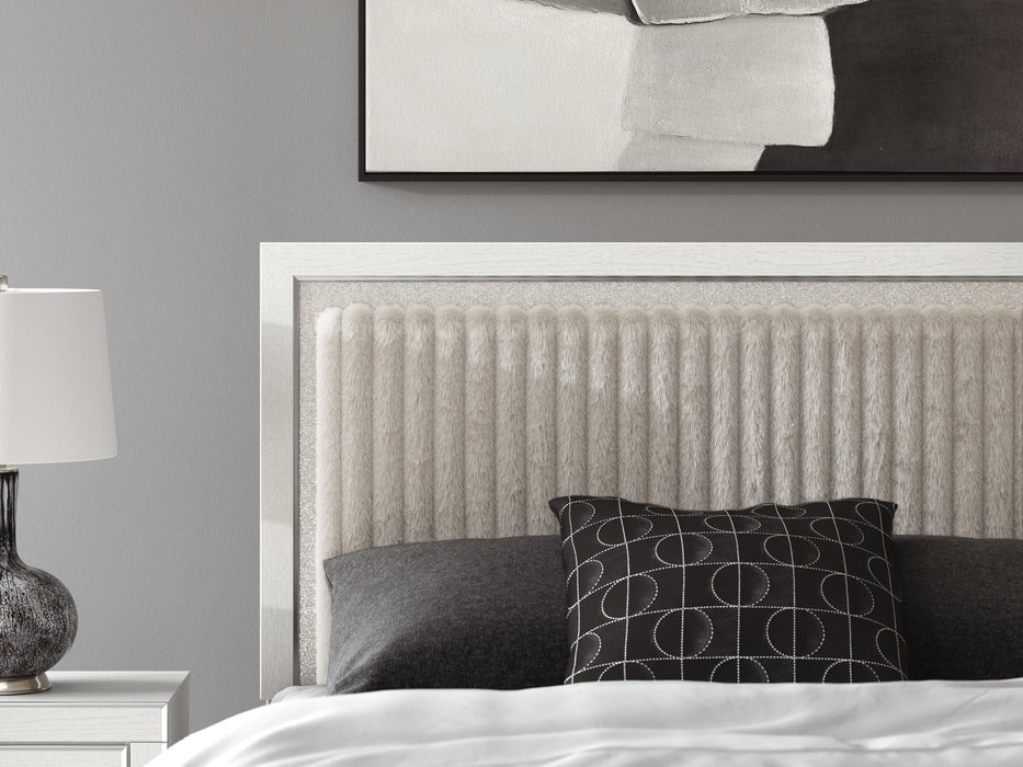 Zuraleus Queen Upholstered Panel Bed, Dresser and Mirror