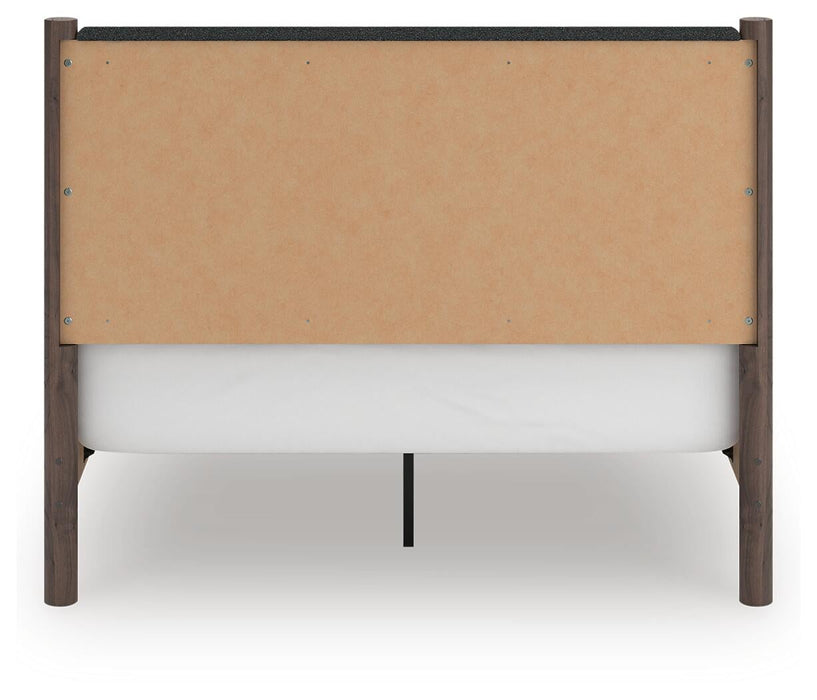Pamytta Queen Upholstered Panel Bed, Dresser, Mirror and Nightstand