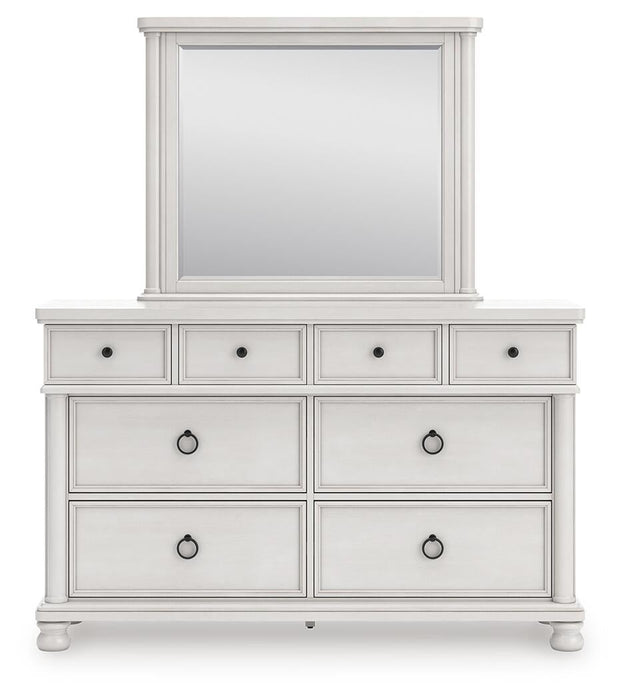 Rowlenstown California King Poster Bed, Dresser, Mirror and Nightstand