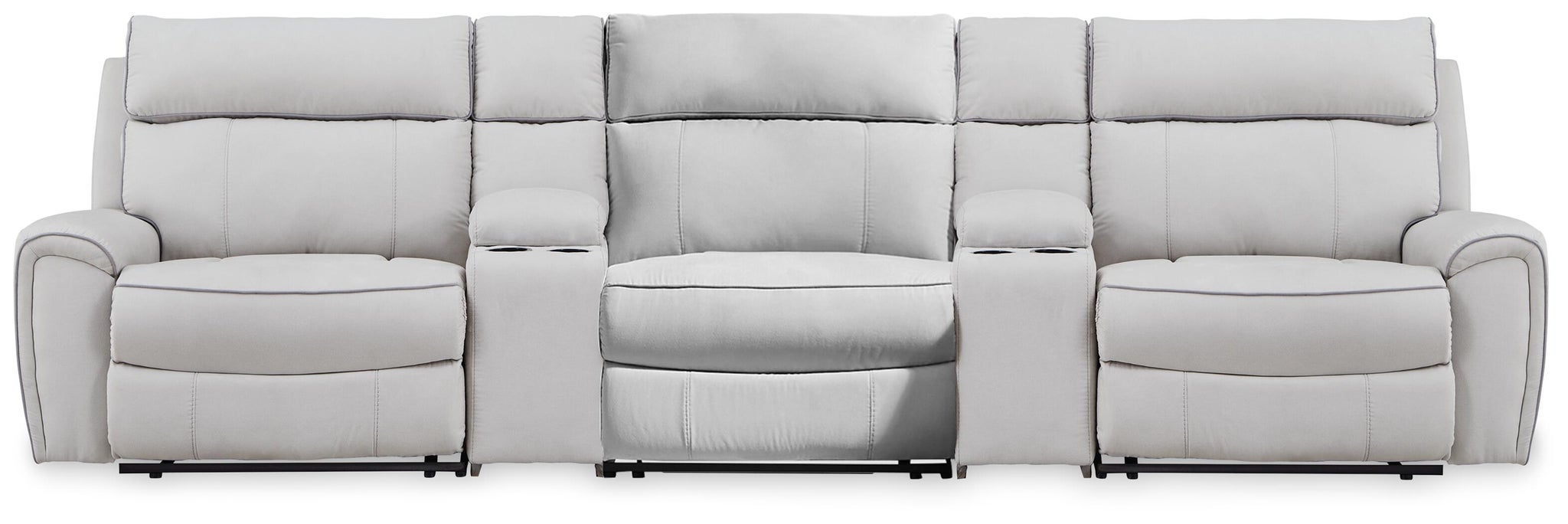 Social Pointe 5-Piece Reclining Sectional with Storage Consoles